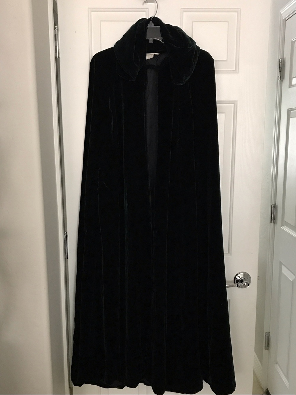 Black Velvet Hooded Cape Coat for Women